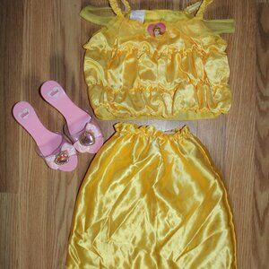 Girls Disney Size 4-6X Yellow Top Skirt & Shoes Princess Play Halloween Costume